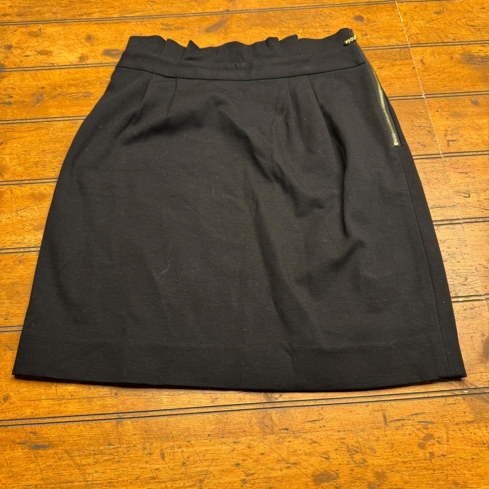 Kate Spade New York Skirt the Rules Black Paperbag Waist Mini Skirt Gold Zip 4